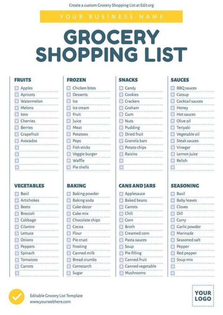 Grocery List Template